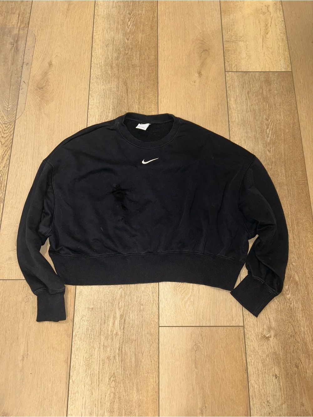 Nike Women's Sportswear Phoenix Fleece Sweatshirt Black Oversized Crewneck Sz S